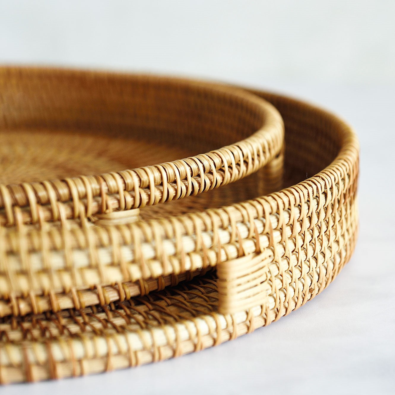 Harper Handwoven Round Rattan Tray