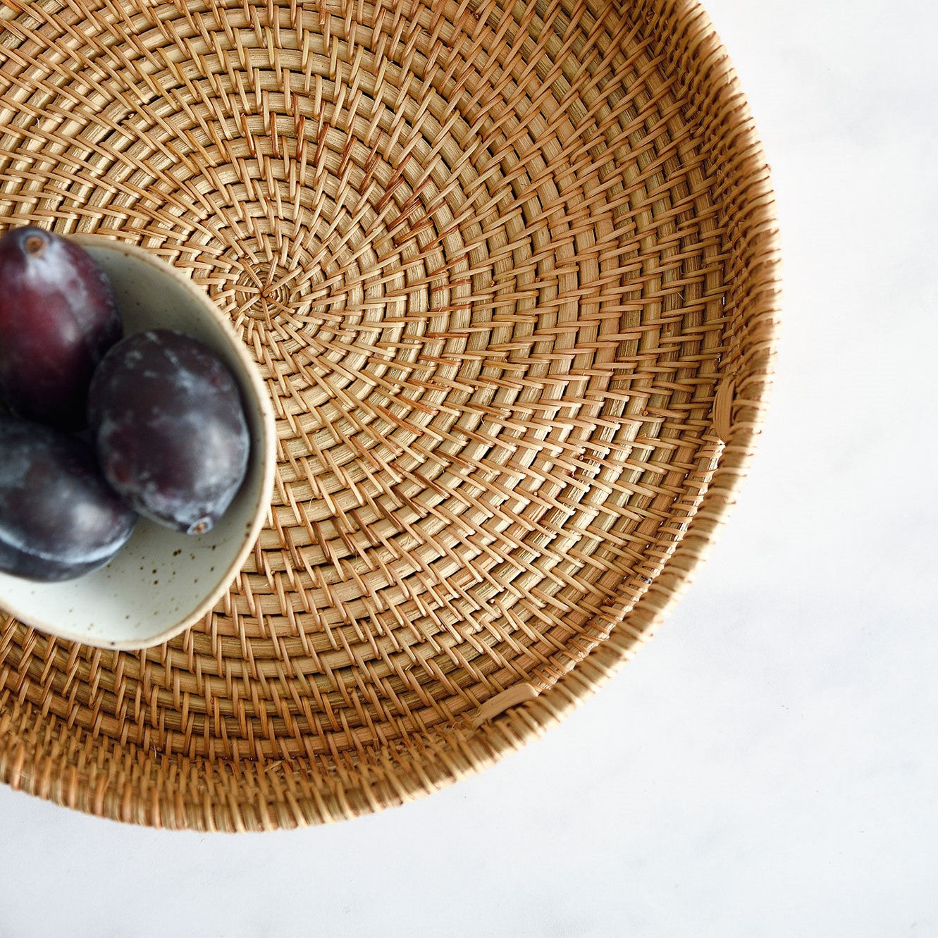 Harper Handwoven Round Rattan Tray
