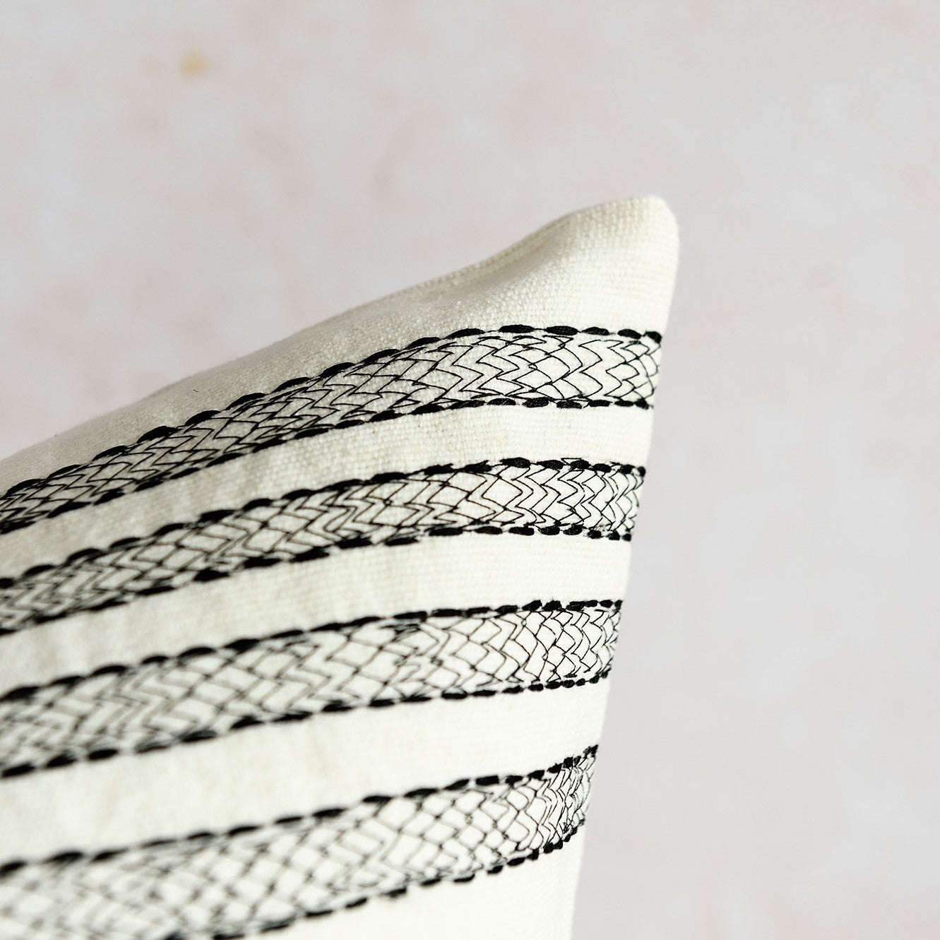 Kantha Embroidered Stripe Pillow