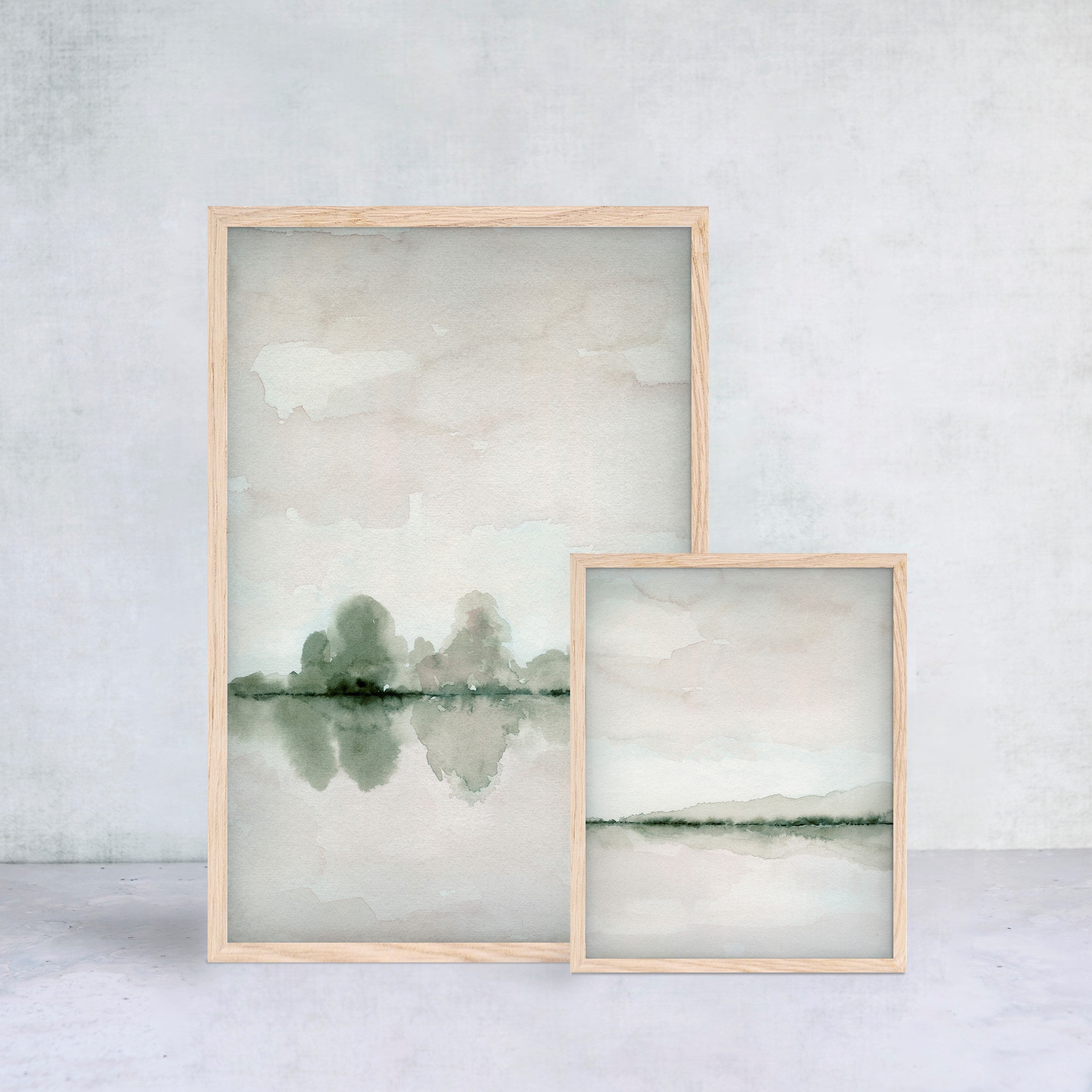 Misty Lake By the Forest Art (Set of 3)