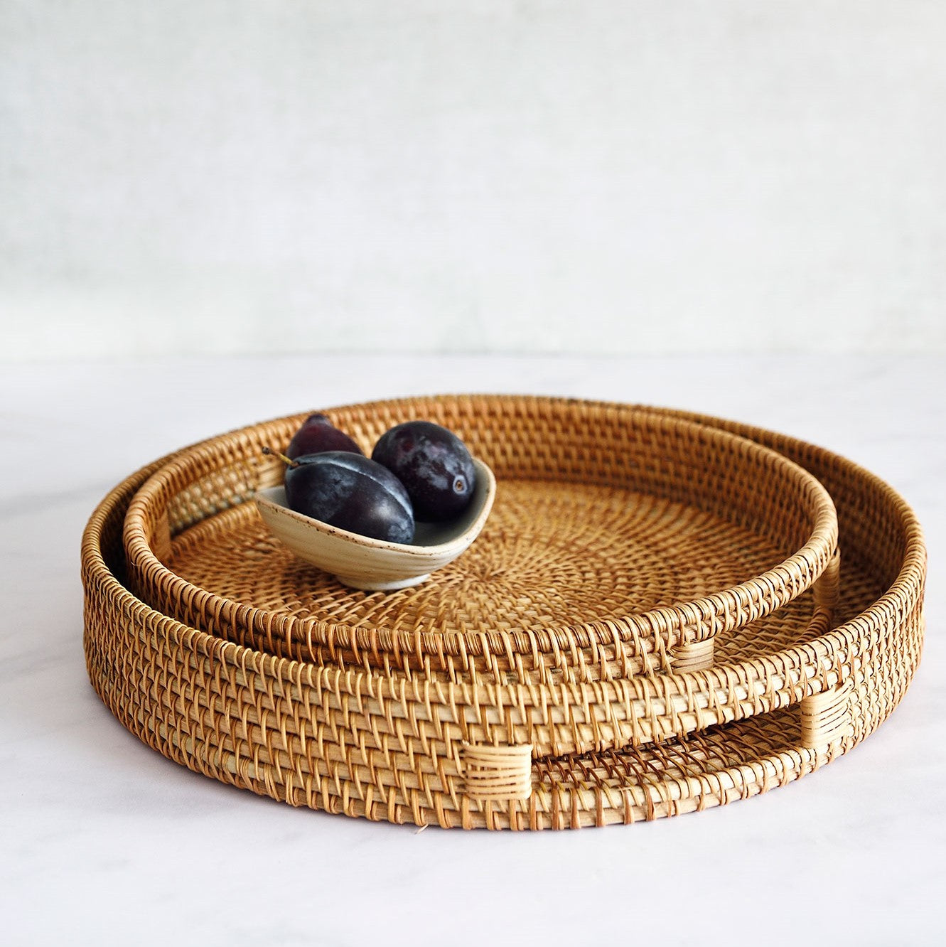 Harper Handwoven Round Rattan Tray