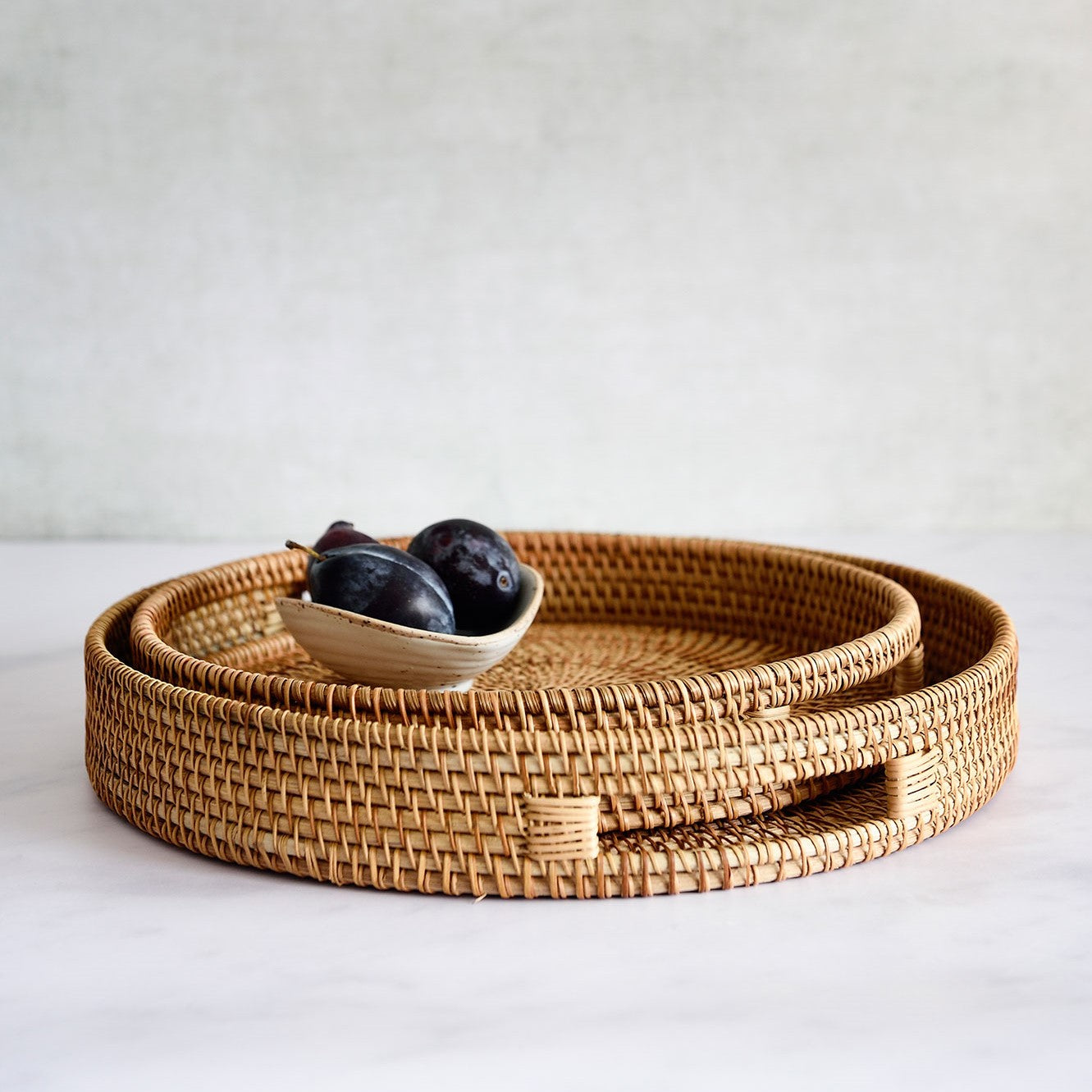 Harper Handwoven Round Rattan Tray