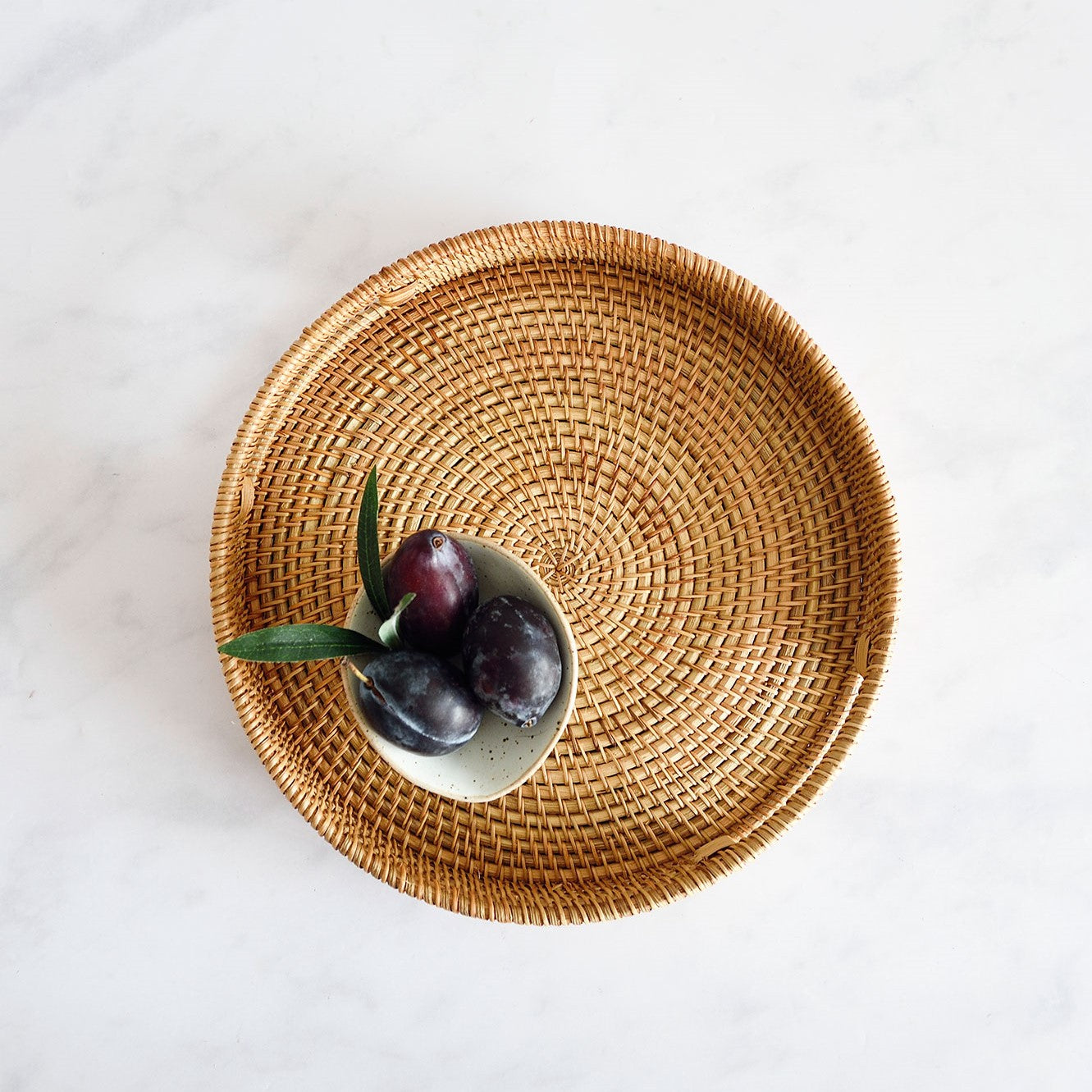 Harper Handwoven Round Rattan Tray